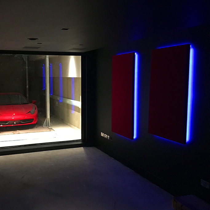 Home cinema with subterranean garage